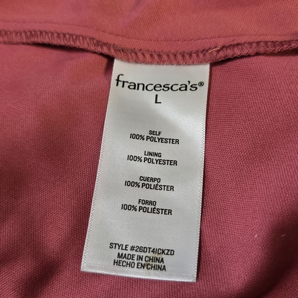 Francescas Ruffle Strap Clipdot Maxi Dress Rose Cutout Sleeveless Ruffle Sz L - Picture 13 of 14